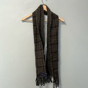 NWT Polo by Ralph Lauren Plaid Wool Scarf with Fringe